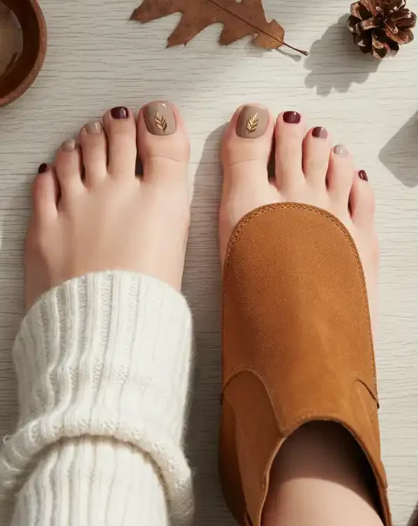 Stylish Minimalist Fall Nails 2025 Autumn Pedicure Ideas