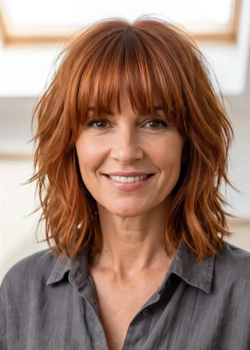 Flattering Hairstyles for Women Over 40 With Bangs