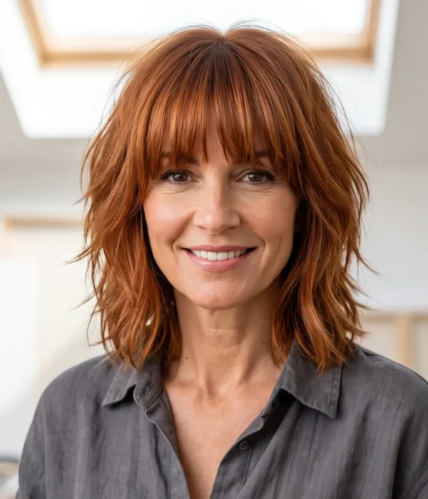 Flattering Hairstyles for Women Over 40 With Bangs